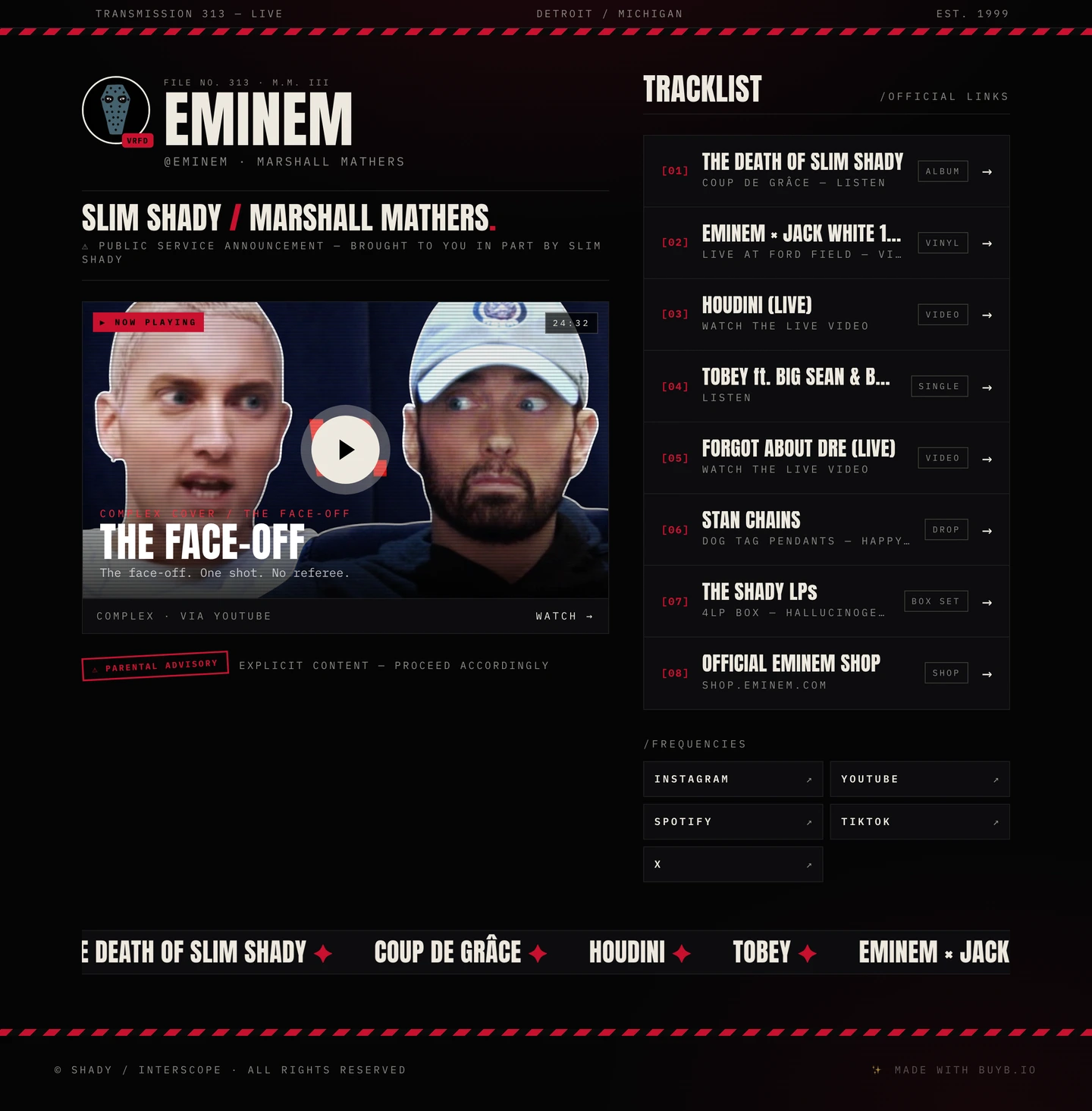 Eminem — Death of Slim Shady editorial bio